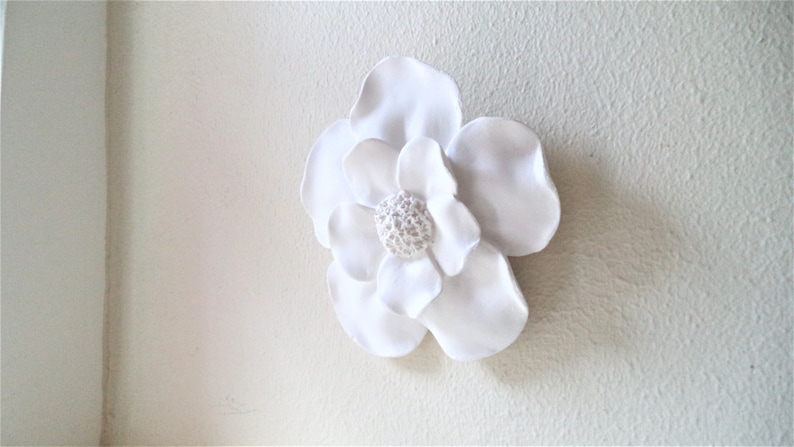 Wall hanging flower sculpture, floral wall decor, collection of wall flowers, white wall flowers, floral wall art, handmade Magnolia flowers image 6