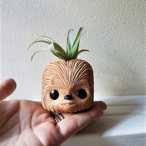 Chewbacca gift, cute planter, star wars gift, air plant gift, gift for him, wookie gift, star wars planter, planter holder with plant