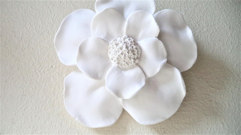 Wall hanging flower sculpture, floral wall decor, collection of wall flowers, white wall flowers, floral wall art, handmade Magnolia flowers image 7