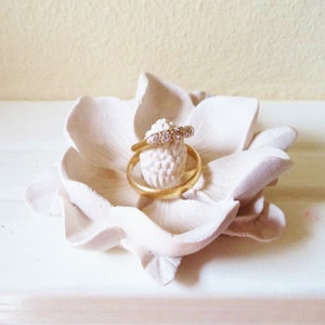 Flower ring dish, Magnolia, wedding ring holder, bridal party gifts, engagement ring holder, engagement gift image 3