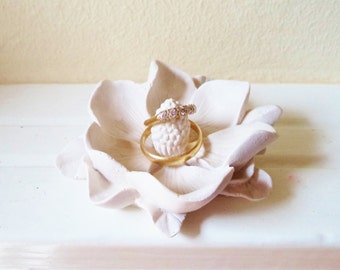 Flower ring dish, Magnolia, wedding ring holder, bridal party gifts, engagement ring holder, engagement gift