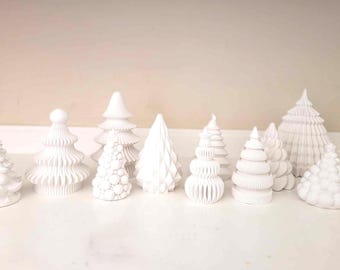 Christmas Tree Sculptures, maximalist Holiday vintage style Decorations, table centerpiece, custom color Christmas trees
