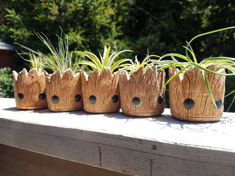 Groot planter gift set, I am Groot, baby Groot, Rocket, desk planter, gift for him, air plant gift set, small planters, Mother's Day image 7