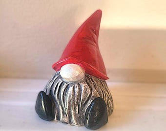 Gnome statue, chubby bearded gnome, Tall hat Christmas elves, Gonk, whimsical decor, cottagecore accent, garden gnome