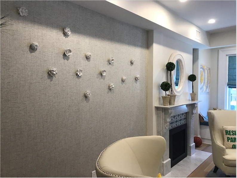 Decoración floral de pared, esculturas de flores para colgar en la pared, flores para colgar en la pared, colección de flores, arte floral para guardería, arte de peonías, dalias, amapolas imagen 13