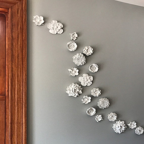 Floral wall decor, wall hanging flower sculptures, wall hanging flowers, collection of flowers, floral nursery art, Peony art, Dalias, Poppy