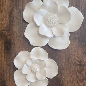 Wall hanging flower sculpture, floral wall decor, collection of wall flowers, white wall flowers, floral wall art, handmade Magnolia flowers image 2