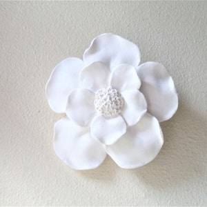 Wall hanging flower sculpture, floral wall decor, collection of wall flowers, white wall flowers, floral wall art, handmade Magnolia flowers image 5