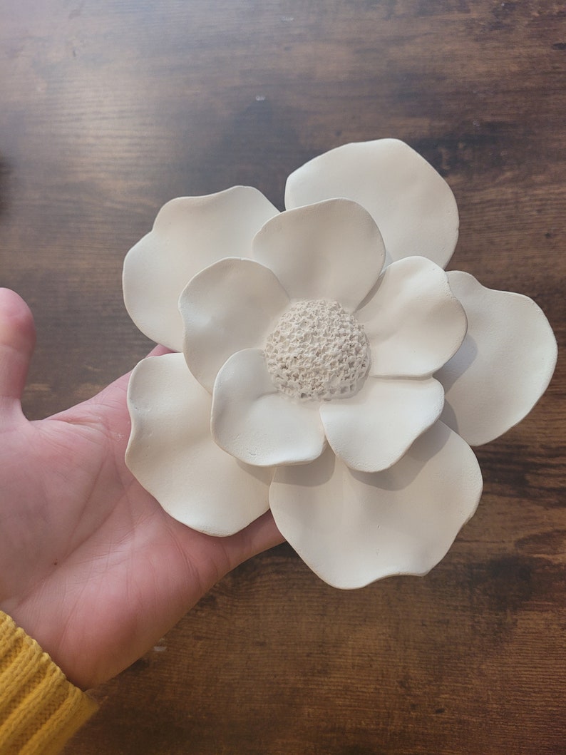 Wall hanging flower sculpture, floral wall decor, collection of wall flowers, white wall flowers, floral wall art, handmade Magnolia flowers image 3