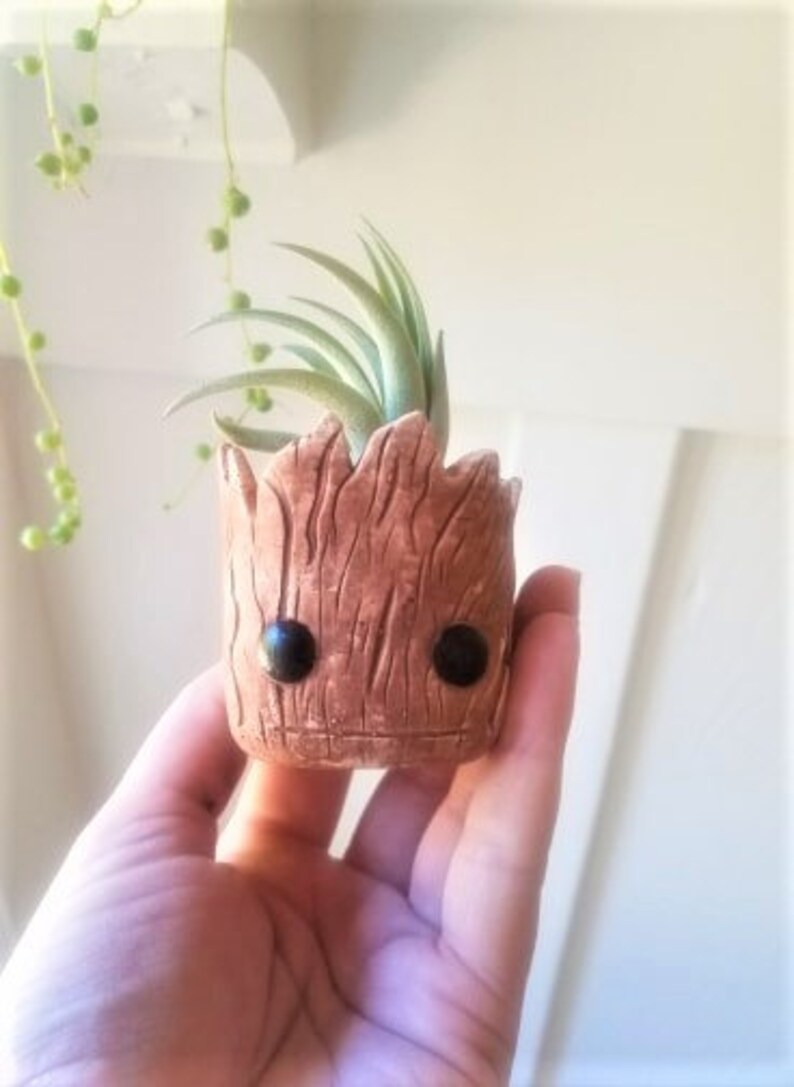 Groot planter gift set, I am Groot, baby Groot, Rocket, desk planter, gift for him, air plant gift set, small planters, Mother's Day image 2