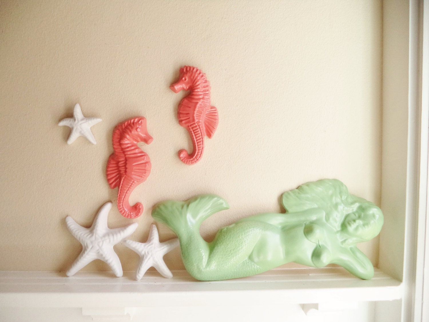 Nautical wall hanging sculpture collection mermaid statue