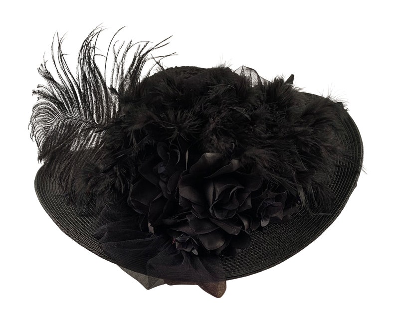 Edwardian Hat Black Wide Brim Hat Black Victorian Hat Black - Etsy