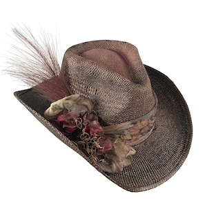 Cowboy Hat, Adult Cowboy Hat, Cowboy Hat with Band, Gift for Her, Western Hat, French Purple Floral Band