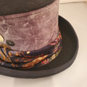 Chapeau Haut-de-forme Asymétrique Laine Unisexe - Style Steampunk, Blanc, Fabrication Artisanale