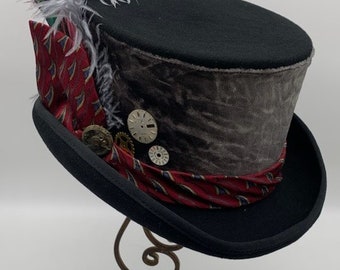 Top Hat Men, Steampunk Hat Black, Steampunk Top Hat, Felt Top Hat, Victorian Top Hat, Goth Top Hat, Top Hat Black for Men, Theatre Hat