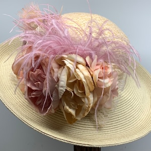 Victorian Hat Mauve Pink, Titanic Hat, Victorian Tea Party Hat, Kentucky Derby Hat, Wide Brim Hat Black, Downton Abby Hat, Southern Hats