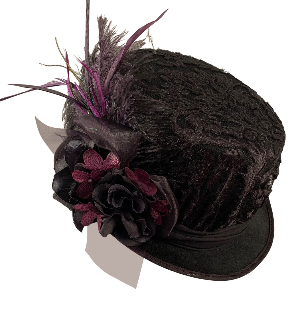 Feather Bow Metallic Turn Up Hat 331744 Black - Fit Rite Fashions