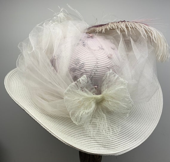 EmilyWayHats Edwardian Hat, Wide Brim Hat, Victorian Hat, Tea Party Hat, Downton Abbey Hat, Kentucky Derby, Shabby Chic Hat, Ascot Hat, Southern Hats