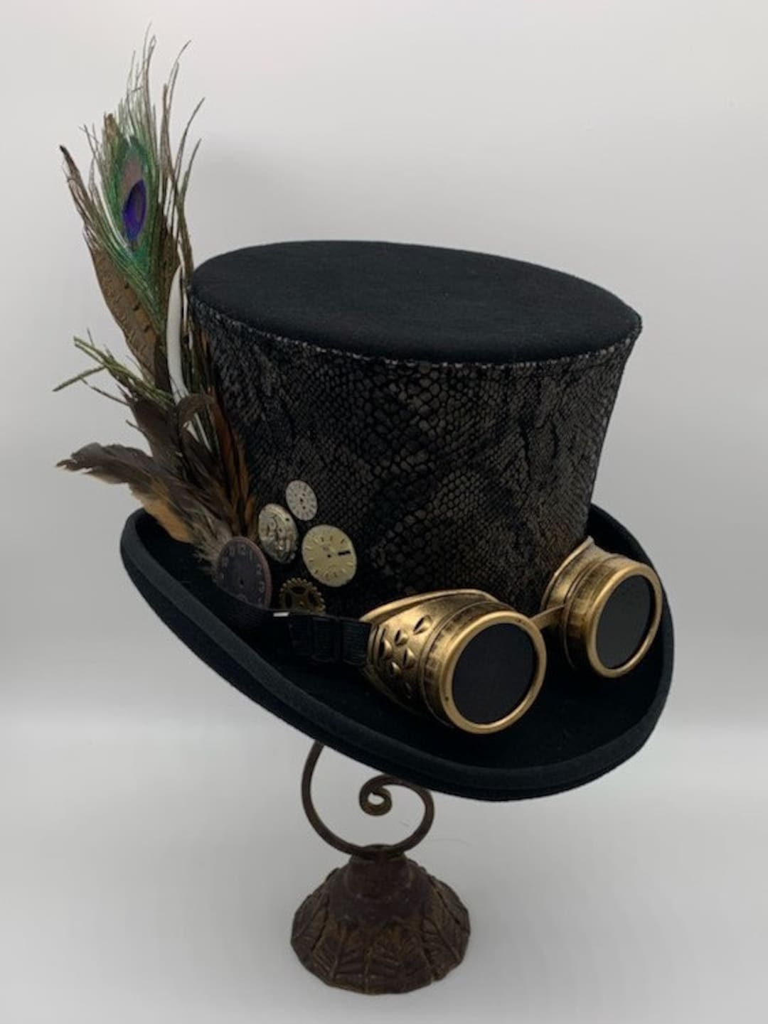 Top Hat Men, Steampunk Hat Black, Steampunk Top Hat, Felt Top Hat