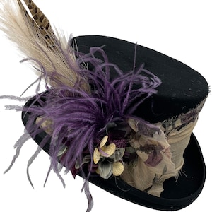 Top Hat with Purple, Top Hat with Feathers, Top Hat Ladies, Top Hat Wool, Top Hat with Flowers, Tea Party Hat