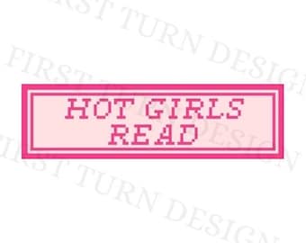 Hot Girls Read Bookmark Needlepoint Canvas - Digital Download PDF Chart