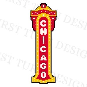 Chicago Theater Nadelpunkt Leinwand - Digital Download PDF Stickmuster
