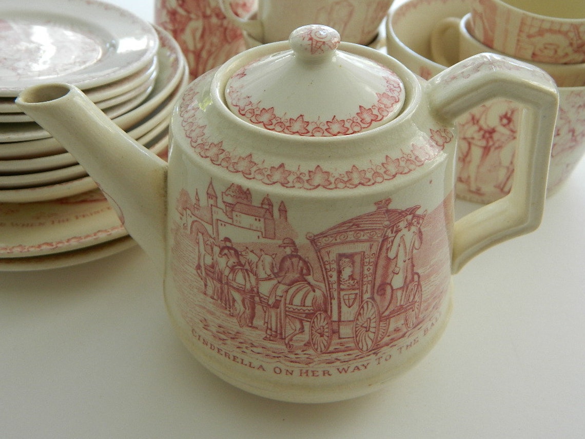 Rare Child's Antique Cinderella Tea Set / circa late Etsy