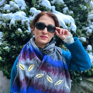 Handmade shawl, felted wraps, woman shawl merino, felted wool, handmade scarf, nuno felting shawl,