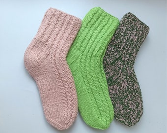 Taille 36-37 UE Chaussettes en laine d'agneau tricotées à la main