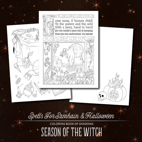 Coloring Book Of Shadows Season Of The Witch Spells For Etsy