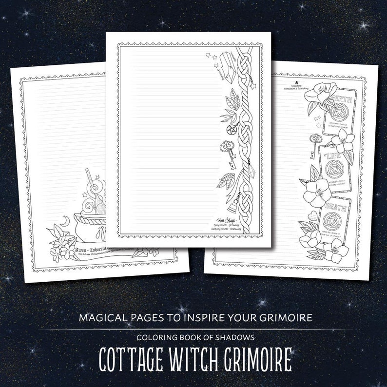 Coloring Book of Shadows: Cottage Witch Grimoire & Book of Spells Printable PDF image 7