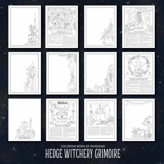Download Coloring Book Of Shadows Hedge Witchery Grimoire Book Of Etsy