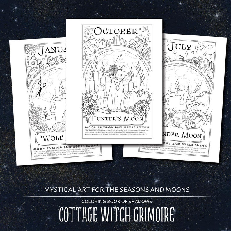 Coloring Book of Shadows: Cottage Witch Grimoire & Book of Spells Printable PDF image 3