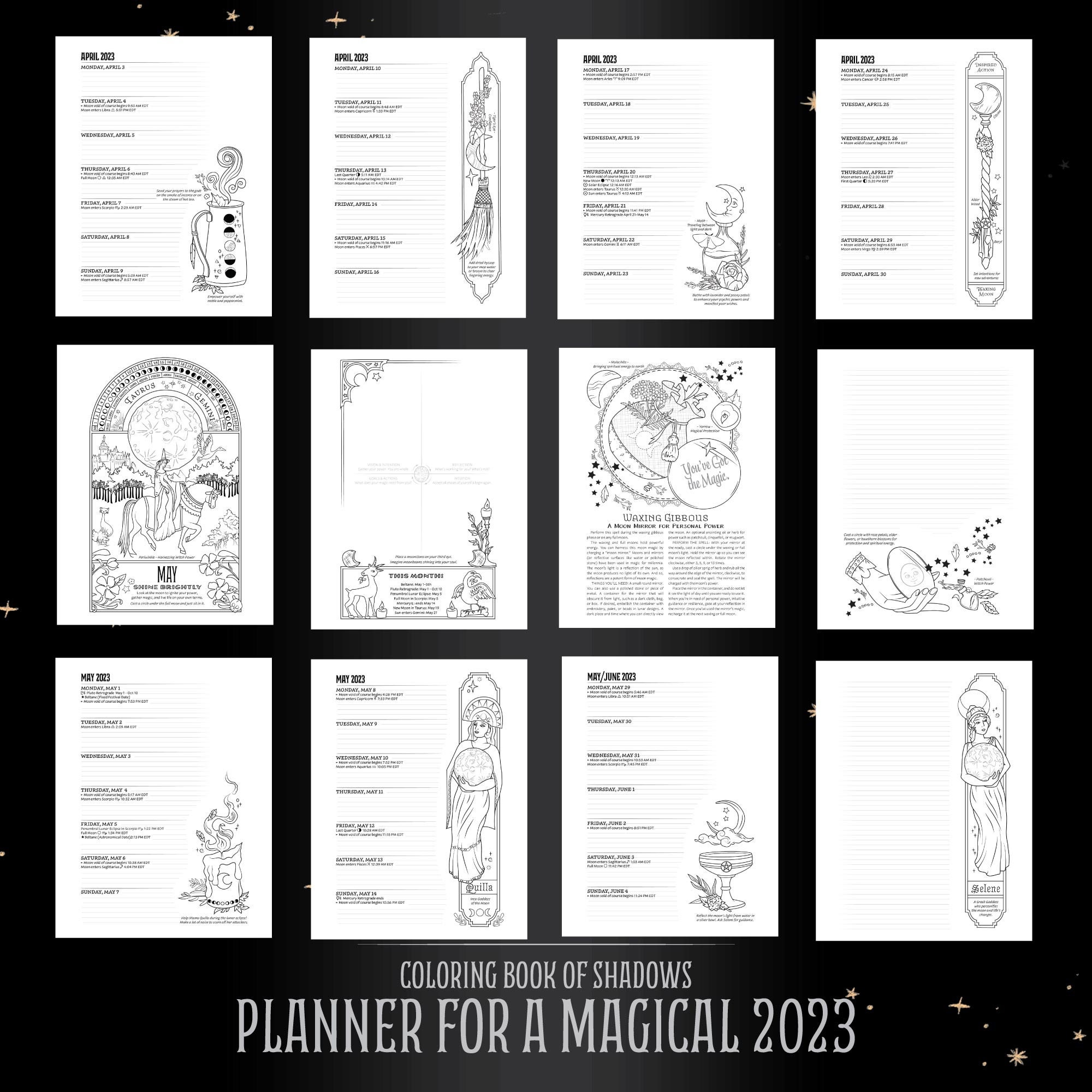 Coloring Book of Shadows: Planner for a Magical 2023