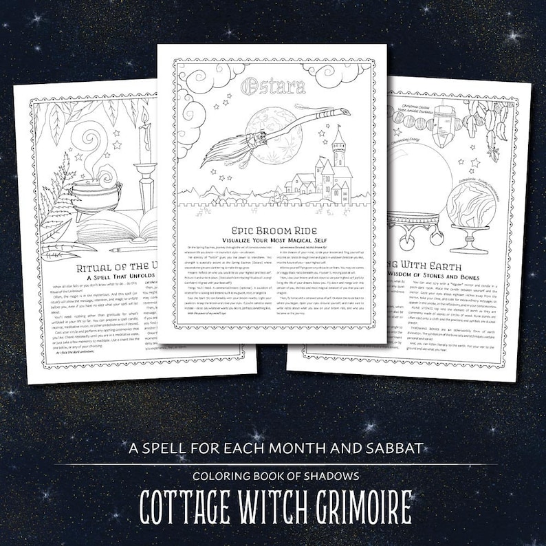 Coloring Book of Shadows: Cottage Witch Grimoire & Book of Spells Printable PDF image 4