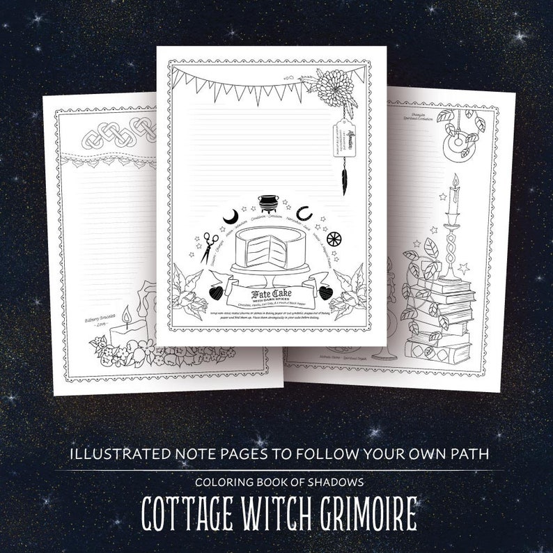 Coloring Book of Shadows: Cottage Witch Grimoire & Book of Spells Printable PDF image 6