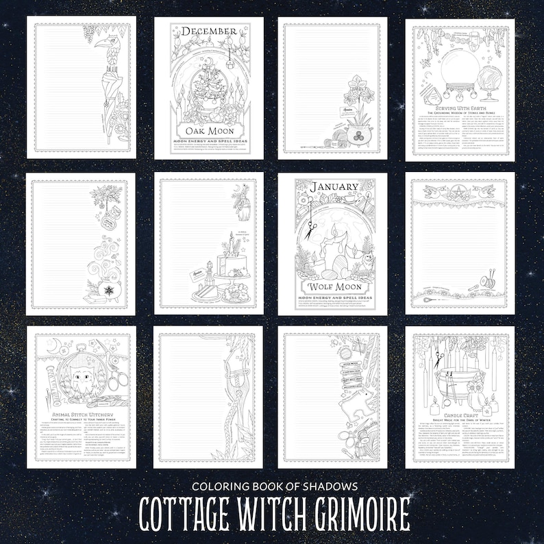 Coloring Book of Shadows: Cottage Witch Grimoire & Book of Spells Printable PDF image 9