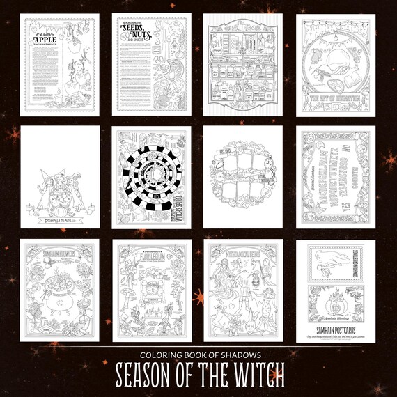 Coloring Book Of Shadows Season Of The Witch Spells For Etsy