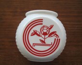 FIRE KING vintage VITROCK Red Circle with Flowers grease jar canister no lid Fire-King
