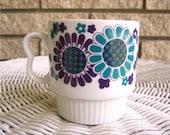 Vintage retro stacking mug cup STYLECRAFT JAPAN Eames Mid-Century Flower Power That 70s Show