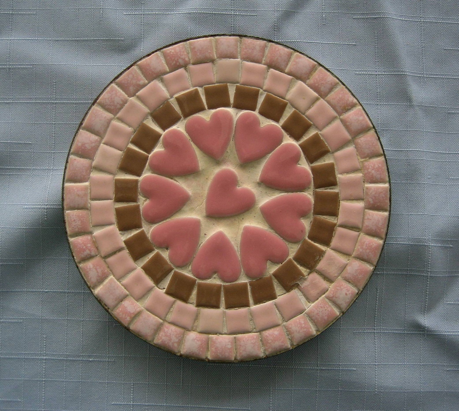 Vintage Round Mosaic Tile Trivet Footed Heart Shaped Tiles Etsy