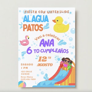 Convite de Cumpleanos Digital Água Patos | do convite do aniversário Piscina Digital do Waterslide | Festa na piscina | Festa Nino Nina