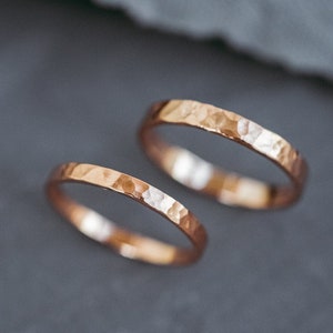 Red gold wedding bands Hammered wedding rings Gold wedding rings set Handmade wedding rings White gold wedding set Wedding rings