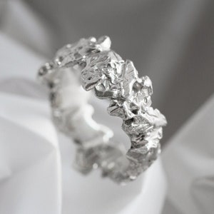 Textured Black Sterling Silver Unisex Ring - Unique Wedding Band