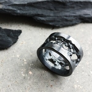 Thunderstorm ring Blackened silver ring Mens ring Wide silver ring Dark silver ring Storm ring Ring with holes Big silver ring Unusual ring image 7