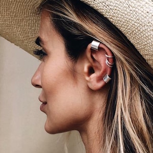 Hammered ear cuff Silver earcuff Cartilage earcuff Simple ear cuffs Blackened silver cuff Basic ear wrap Basic silver earcuff Everyday cuffs