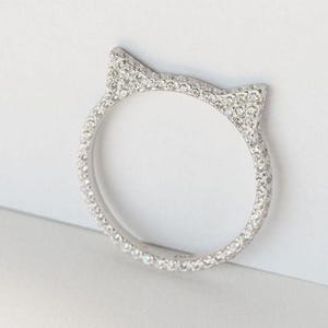 Gold cat ring with Diamonds Cat ears ring Cute animal ring White gold kitty ring Cat lovers ring with diamonds Diamond ring Animal jewelry