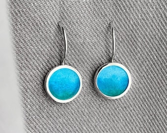 Cote d'Azur earrings Artisan jewelry Beach earrings Silver hook earrings Blue enamel earrings Beach earrings Ocean earrings Summer earrings