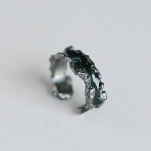 Dark matter ear cuff Minimalistic ear cuff Simple ear cuff Basic silver ear cuff Black enamel ear cuff Universe ear cuff Space ear cuff