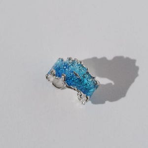 Blaue Meereswelle Ohrmanschette Blaue Manschette Grüne Manschette Sommer Ohrmanschette Silber Ohrmanschette Strand Schmuck Bunte Emaille Manschette Ozean Ohrmanschette